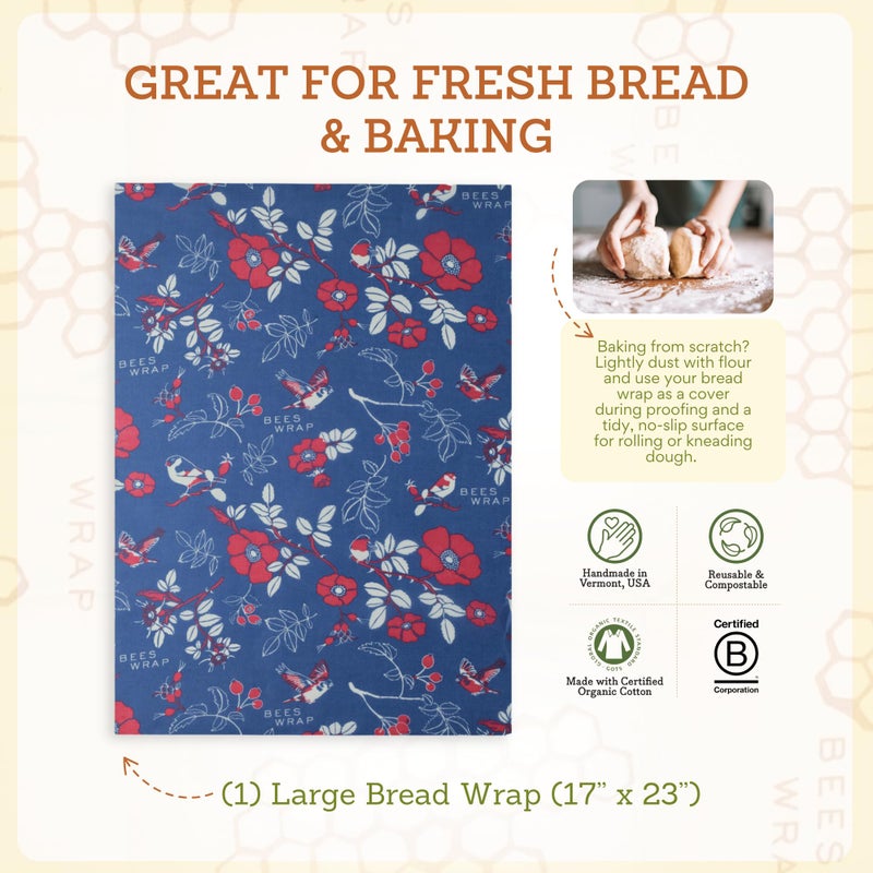 Bee's Wrap Beeswax Wraps for Bread - Beeswax Bread Wrap for Sourdough & Bread Storage - Plastic Free Made in USA Reusable Natural Food Wrap - Botanical - Image 5