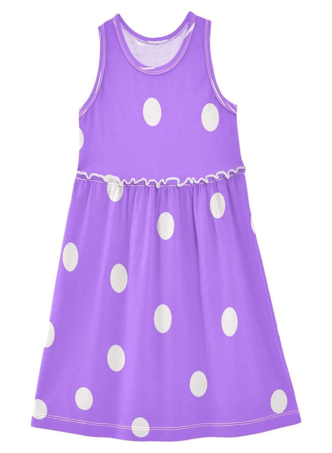 Boccsty White Dots Polka Dot Purple Girls Dress Kids Toddler Casual Dresses Summer Dresses 2T - Image 1