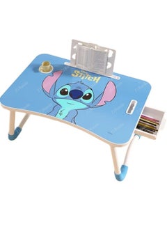 Stitch Folding Study table For Laptop And iPad With Pen Slot And Cup Holder, Suitable For Studying, Working, Reading, Watching Movies And Eating, Suitable For Bed, Sofa And Floor - 60x28x40cm