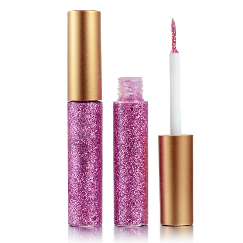 DekRion Glitter-Eyeliner,Pink-Giltter Eyeliner, Long-lasting Waterproof Eye-Glitter Makeup, Silver, Gold, Purple Green High-pigmented Colorful Eye Liner Liquid - Image 1