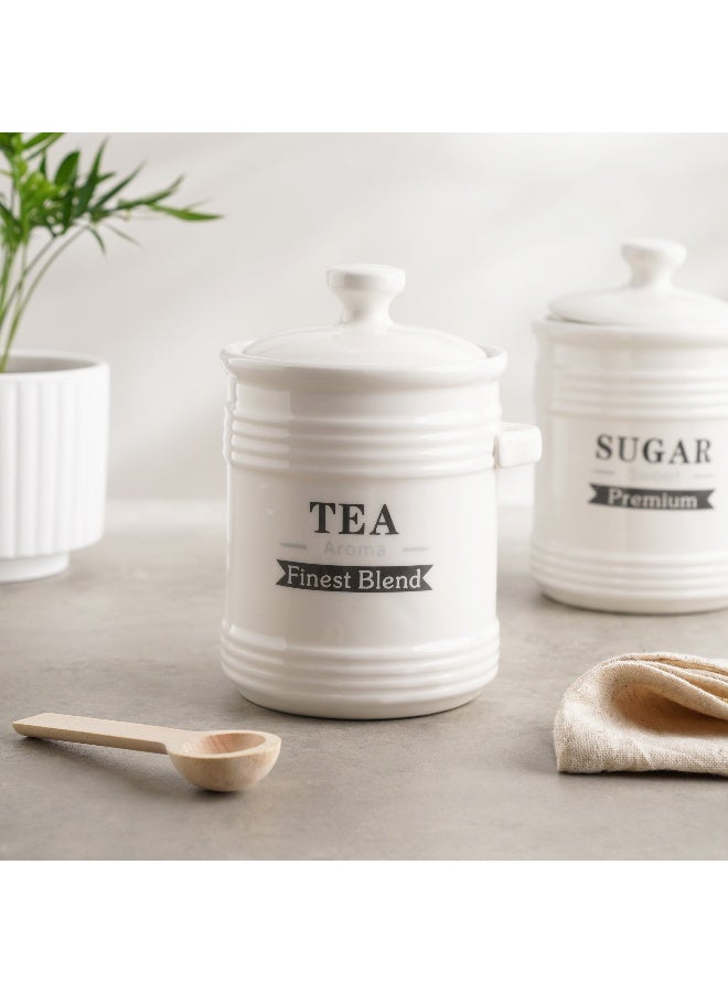 Pan Home علبة شاي لويزا مع ملعقة 700 مل - أبيض - Image 1