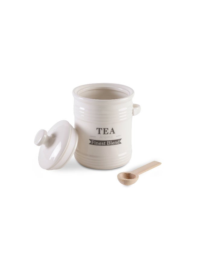 Pan Home علبة شاي لويزا مع ملعقة 700 مل - أبيض - Image 3