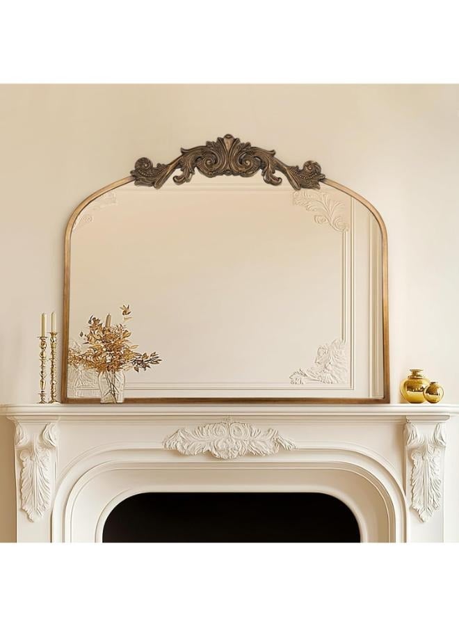 USHOWER USHOWER 36" x 30" Gold Vintage Baroque Mirror with Ornate Frame for Fireplace, Bathroom, Living Room, Entryway  - Image 1