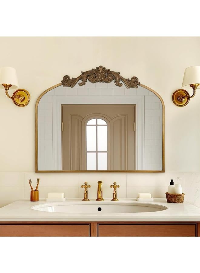 USHOWER USHOWER 36" x 30" Gold Vintage Baroque Mirror with Ornate Frame for Fireplace, Bathroom, Living Room, Entryway  - Image 2