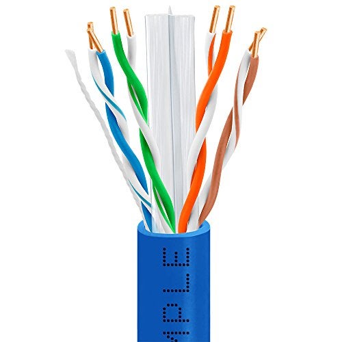 Cmple - Cat6 Cable 1000ft Bulk Lan Ethernet Cat 6 Wire Network UTP 23AWG CMR Riser 10Gbps 550 MHz Pull Box 1000 Feet, Blue - Image 2