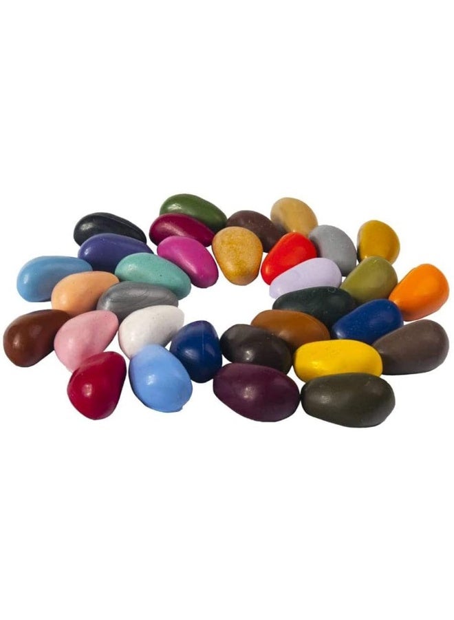 Crayon Rocks, Crayons in a Rock Shape, 32 Count, Tripod Grip Made For Handwriting Development in Kids and Toddlers, Fun & Educational, Creative Activity, Comes in a Muslin Bag - 32 Colors - Image 2