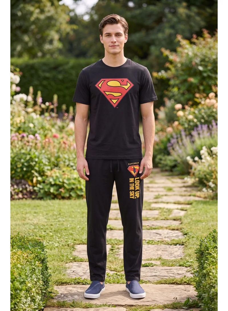 Warner Bros. Warner Bros. Superman Men's Pyjama Set | Official Superman Short Sleeve T-Shirt & Lounge Pants Set | Comfortable Cotton Sleepwear for Men | Superhero Nightwear & Loungewear