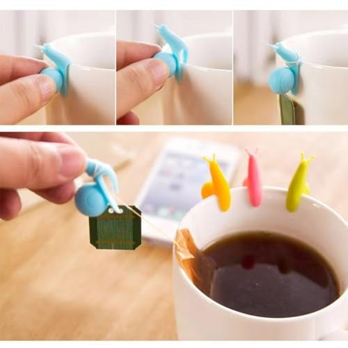 SOSUO 10-Pack Silicone Snail Tea Bag Clips - Cute Colorful Cup Edge Holders for Tea Bags - Image 2