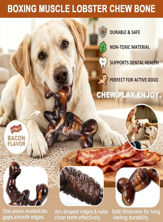 MOXIKIA Dog Chew Toys for Aggressive Chewers Almost Indestructible Dog Toys, Bacon Flavor, Tough Dog Bone Toys for Medium/Large Breed Dogs, Best Chew Toys to Keep Them Busy - Image 2