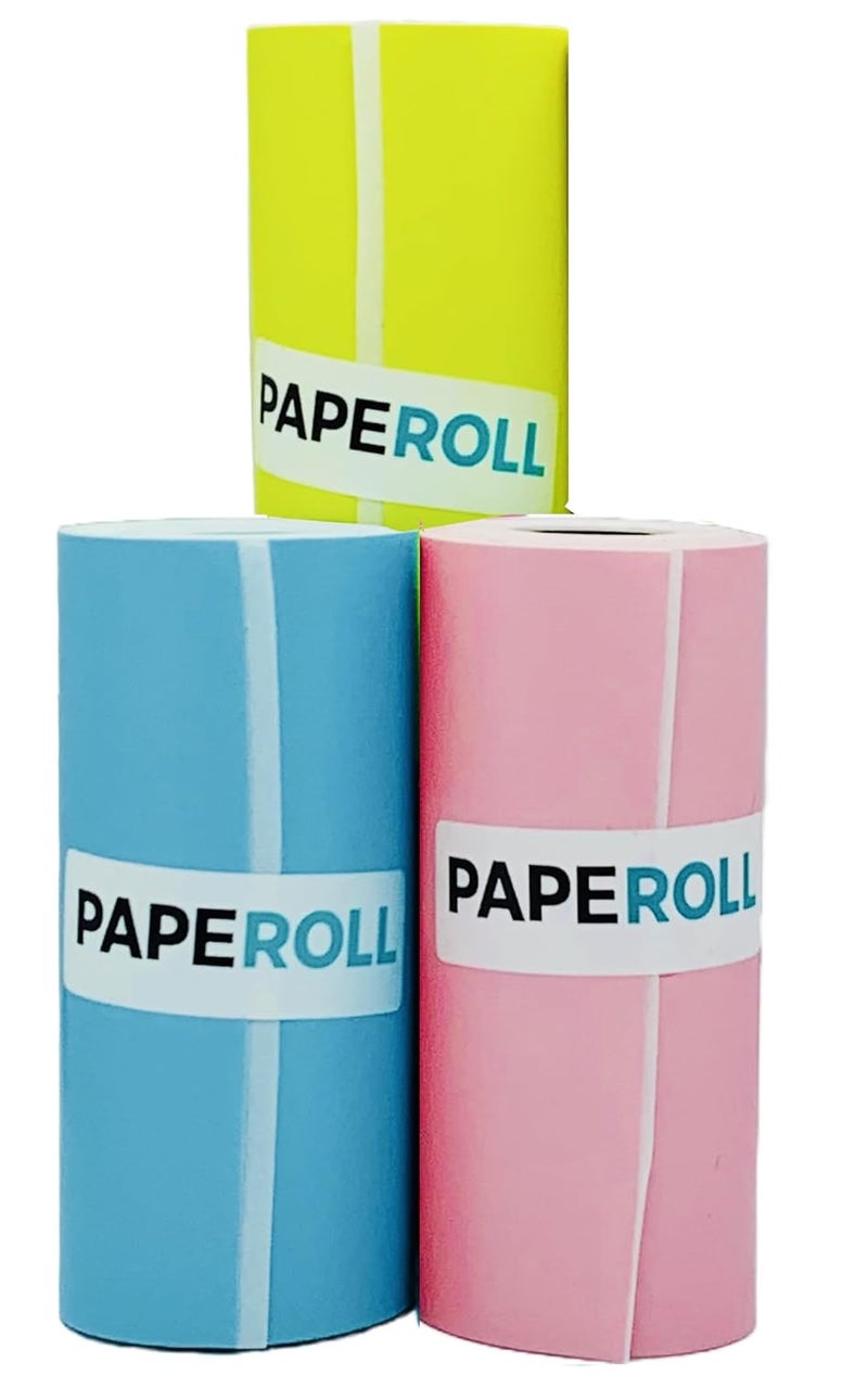 PeriPeri 56X30Mm (2Inch) Colorful Sticky Thermal Paper (Self-adhesive) For Cute, A6, A6 Hd, A9 Series, A40 And Other 2Inch Thermal Printers. 3Meter Roll (Colorful Sticky 3Rolls). - Image 1