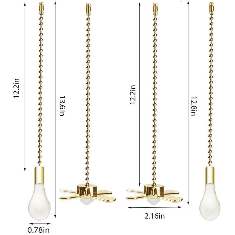 Aoprofree Ceiling Fan Pull Chain, 13.6 Inches Fan Pulls Set with Connector, 2 PCS Beaded Ball Fan Pull Chain- Brass - Image 5