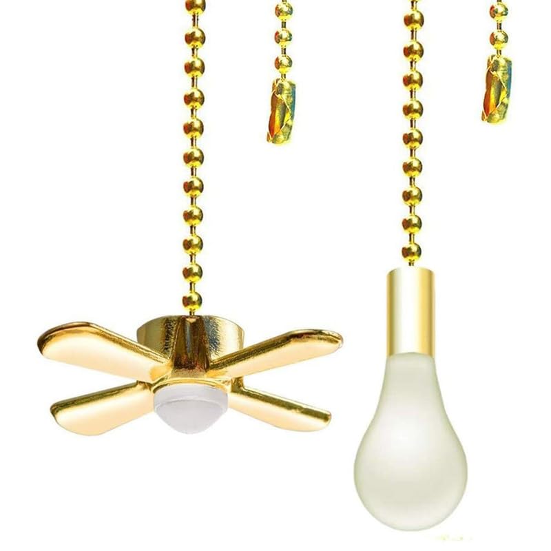 Aoprofree Ceiling Fan Pull Chain, 13.6 Inches Fan Pulls Set with Connector, 2 PCS Beaded Ball Fan Pull Chain- Brass - Image 1