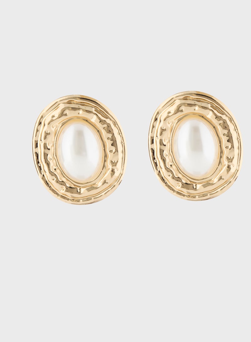 ELLA Pearl Oversized Stud Earrings - Image 1