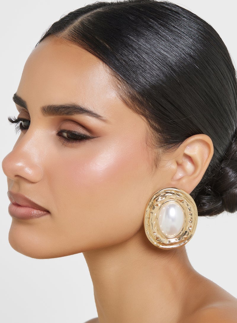 ELLA Pearl Oversized Stud Earrings - Image 3