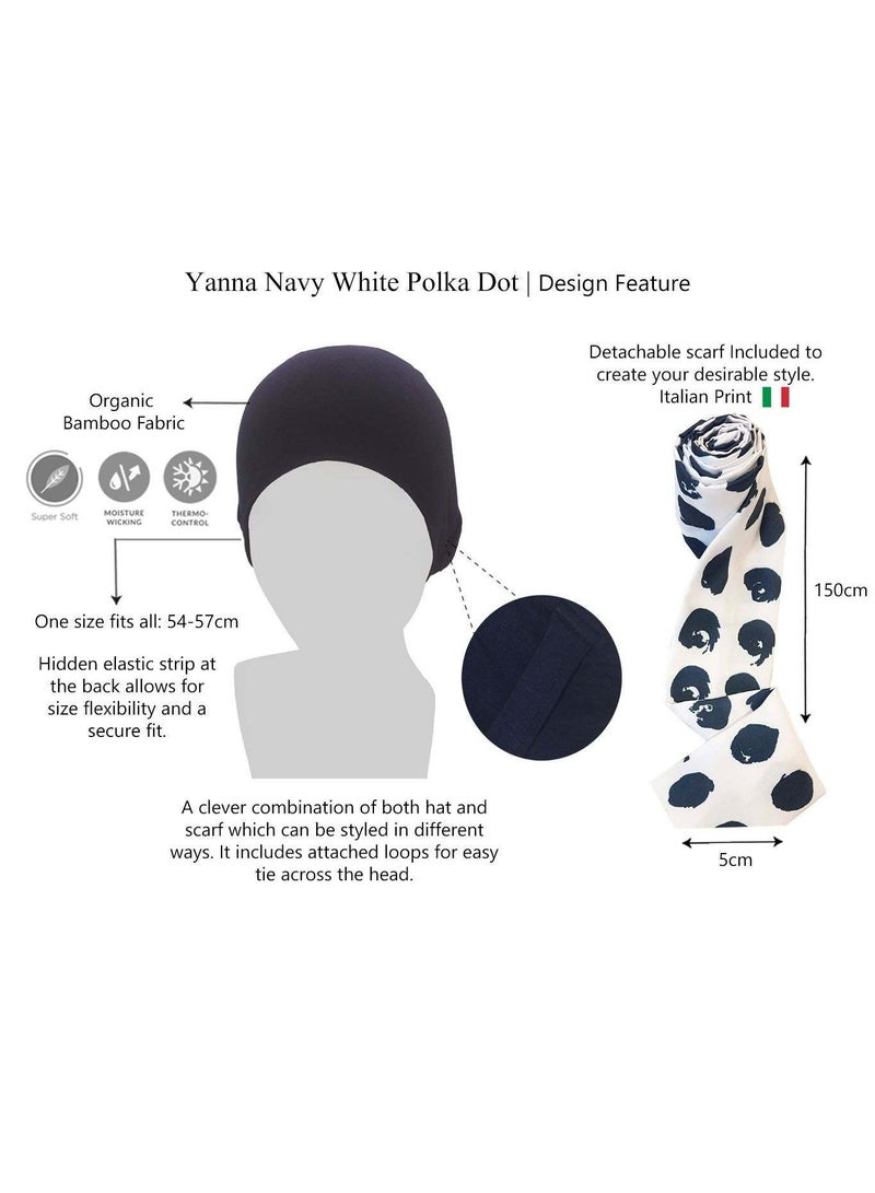 Rung Yanna Navy White Polka Dot Premium Scarf for Women - Image 4