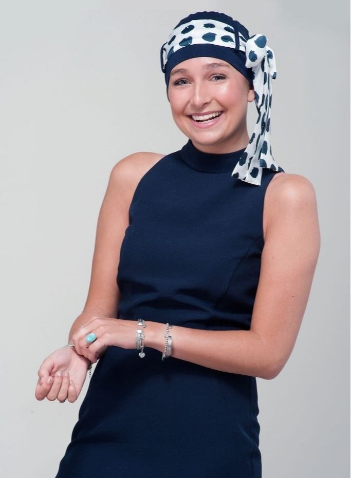 Rung Yanna Navy White Polka Dot Premium Scarf for Women - Image 1