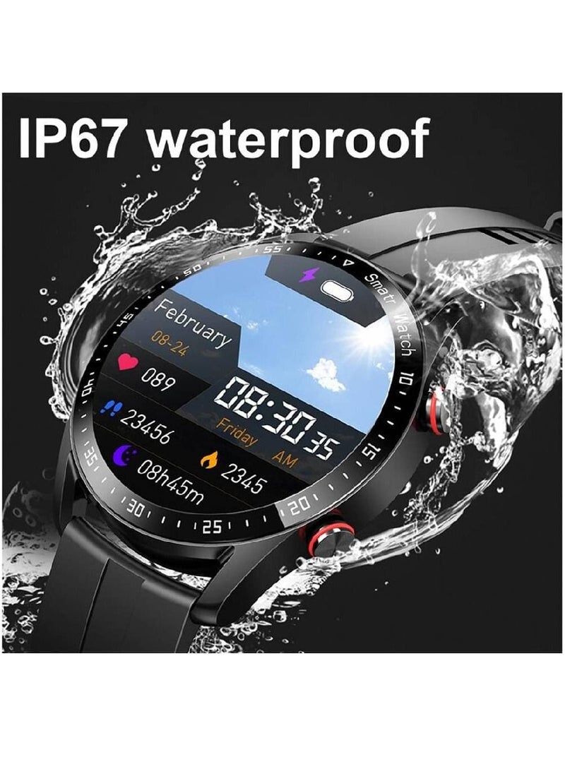 miYou New Bluetooth Call Stainless Steel Men Sports Fitness Tracker IP67 Waterproof Smartwatch For IOS Android - Black  - Image 3