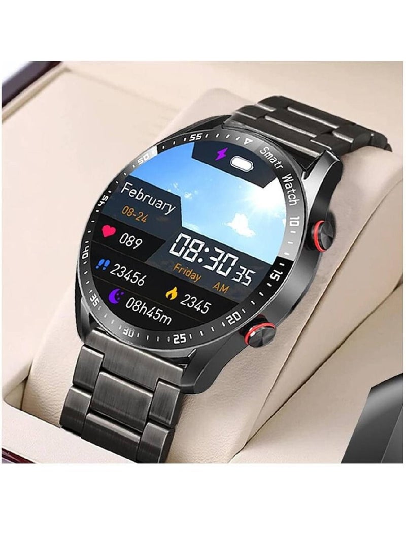 miYou New Bluetooth Call Stainless Steel Men Sports Fitness Tracker IP67 Waterproof Smartwatch For IOS Android - Black  - Image 4