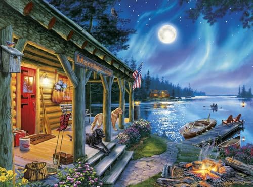 Buffalo Games - Darrell Bush - Moonlight Lodge - 1000 Piece Jigsaw Puzzle For Adults -Challenging Puzzle Perfect for Game Nights - Finished Size is 26.75 x 19.75 - Image 1