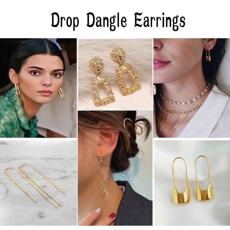 FIFATA 47 Pairs Trendy Boho Teardrop Geometric Earrings Acrylic Rattan Earrings Statement Dangle Drop Christmas Earring for Women - Image 3