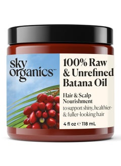 Sky Organics Raw & Unrefined Batana Oil, 100% Pure, From Honduras, To Support Scalp & Stronger Fuller-Looking Hair, Intensive Hair Conditioning & Hair Repair Mask, 4 Fl Oz (4 Oz (Pack Of 1))  - Image 1