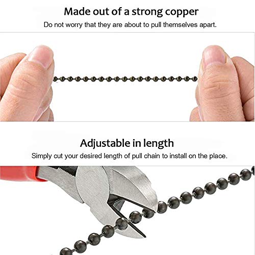 Dotlite Copper Ceiling Fan Pull Chain Set, Decorative Totem Fan Pull Chain Pendant Extension, 12 Inches Lighting & Fan Beaded Ball Chain Extender Ornament with Connector, Moon and Sun (2Pack) - Image 5