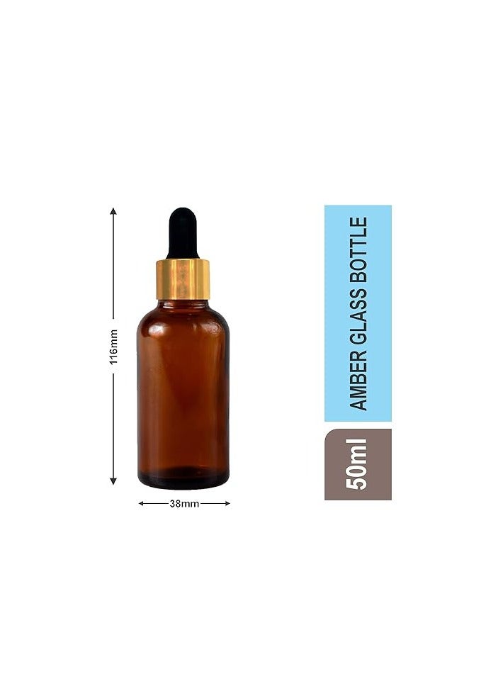Devinez Devinez Amber Color Round Glass Bottle, 50 ml - Set of 2 with Dropper and Cap for Essential Oils, Blends, DIY skin care, Cosmetics, Multipurpose Bottle for Home and Travel Purpose - Image 3