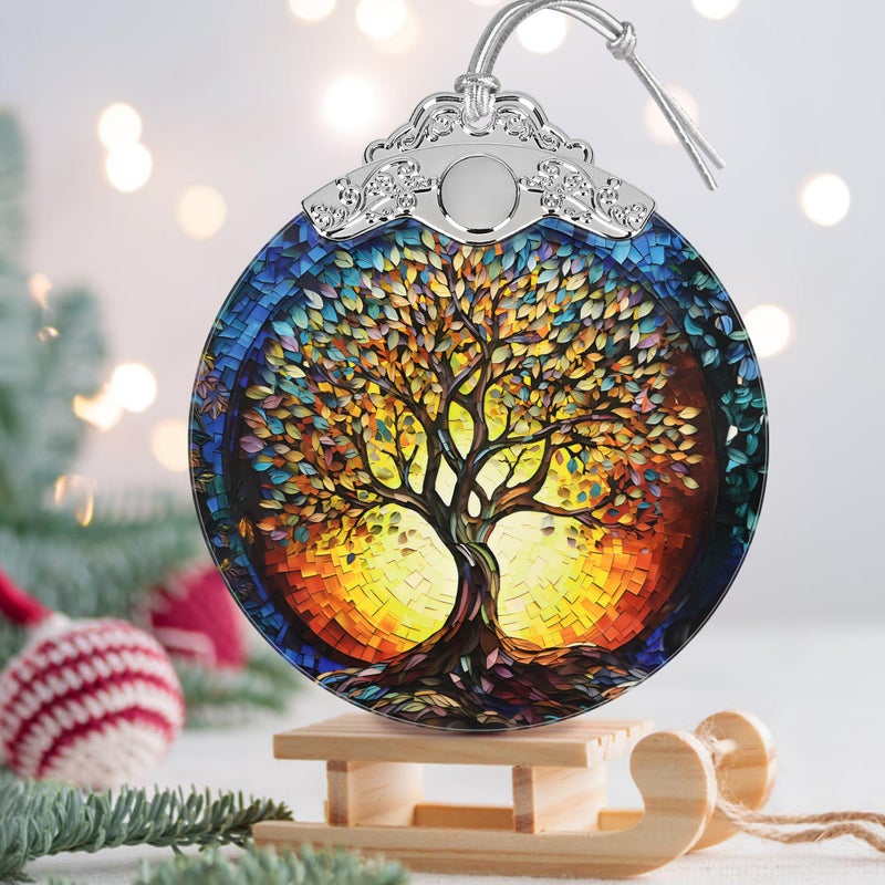 Jocidea Christmas Ornaments - Stained Glass Christmas Decor - Tree of Life Ornaments for Christmas Tree - Christmas Tree Ornament - Gifts for Family  Friends  Couple - Xmas Gift Ideas - Unique Gift - Image 3