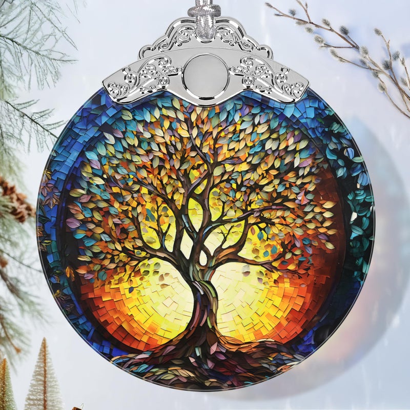 Jocidea Christmas Ornaments - Stained Glass Christmas Decor - Tree of Life Ornaments for Christmas Tree - Christmas Tree Ornament - Gifts for Family  Friends  Couple - Xmas Gift Ideas - Unique Gift - Image 1