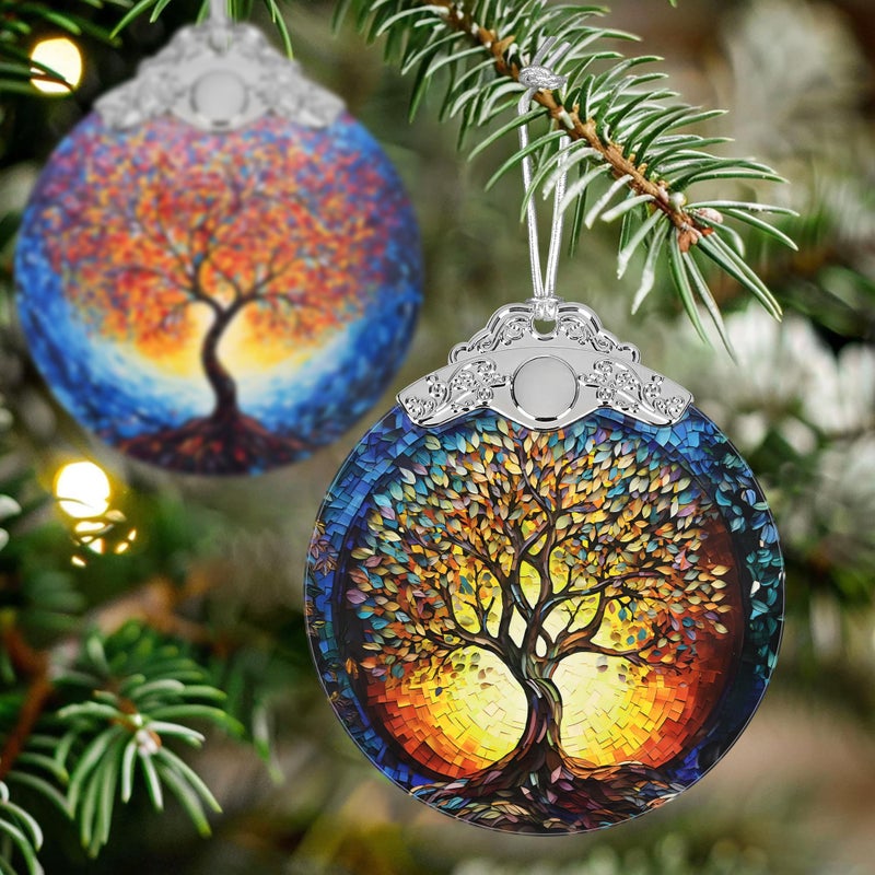 Jocidea Christmas Ornaments - Stained Glass Christmas Decor - Tree of Life Ornaments for Christmas Tree - Christmas Tree Ornament - Gifts for Family  Friends  Couple - Xmas Gift Ideas - Unique Gift - Image 4