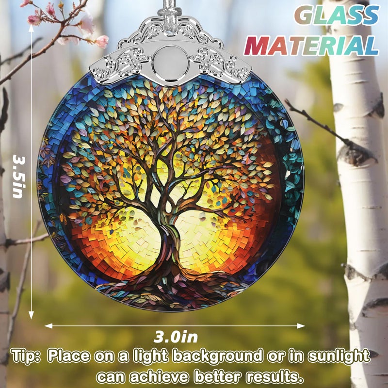 Jocidea Christmas Ornaments - Stained Glass Christmas Decor - Tree of Life Ornaments for Christmas Tree - Christmas Tree Ornament - Gifts for Family  Friends  Couple - Xmas Gift Ideas - Unique Gift - Image 2