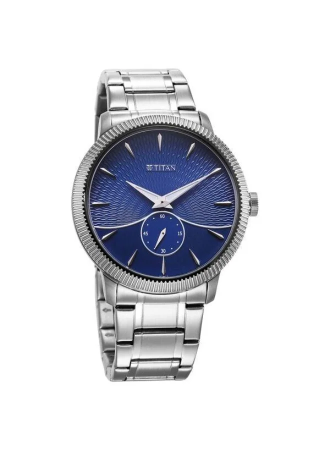 TITAN Regalia Opulent Quartz Analog Blue Dial Silver Stainless Steel Strap Watch for Men - 1828SM02