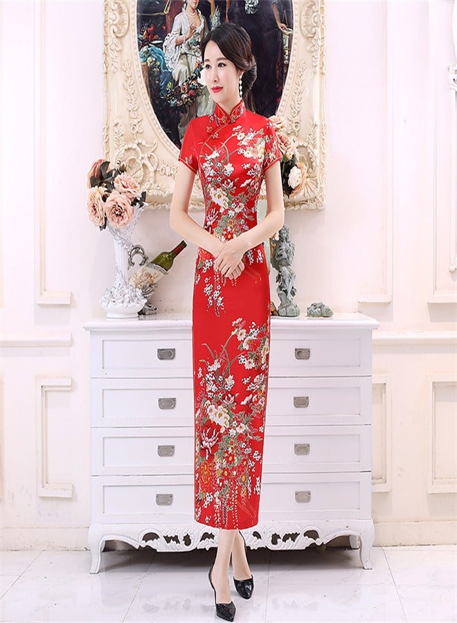 Loquat Short Sleeved Dress Red  - Image 1