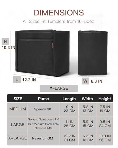 TOVICE Tote Bag Organizer Insert with Stanley Cup Holder and Zipper Bag, Compatible with Neverfull, Saint Louis and More, 9 Pockets (Black, X-Large) - Image 4