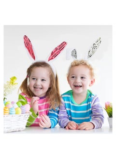 Excefore 2 Pcs Bunny Ears Headband, Rabbit Tail and Bow Tie, Cosplay Costume Party Bunny Ear Costume Set  - Image 4