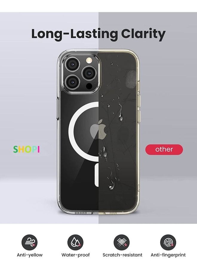 SHOPI - iPhone 14 Pro Max Magsafe Case 6.7 Inch Slim Thin Magnetic Case Yellowing-Resistant Anti-Drop Shock Absorption Anti-Scratch and Hard Back Crystal Case Cell Phone Case iPhone 14 Pro Max Case Clear - Image 1