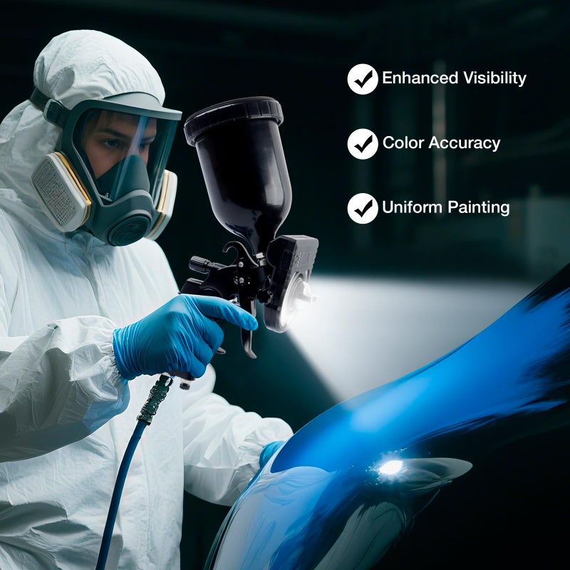 YUZES Paint Gun Light with Charger, 2700K-6500K & 500/250 Lumens LED Light for Paint Guns, Spray Gun Light Attachment for Evenly Spraying and Reduced Rework, Universal Auto Paint Gun Lights - Image 2
