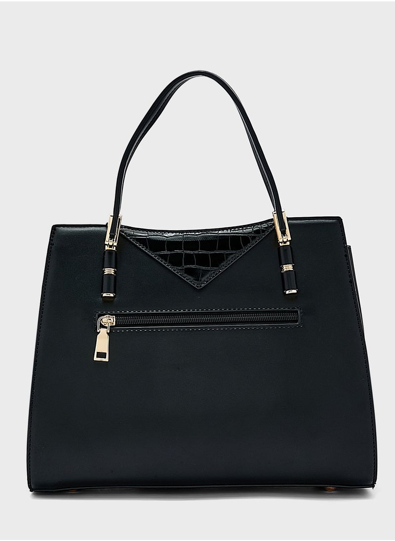 Khizana - Croc Effect Tonal Tote Bag - Image 1