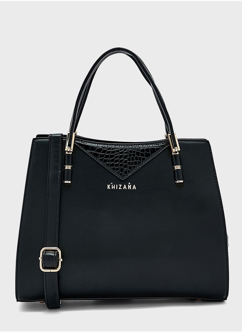Khizana - Croc Effect Tonal Tote Bag - Image 1