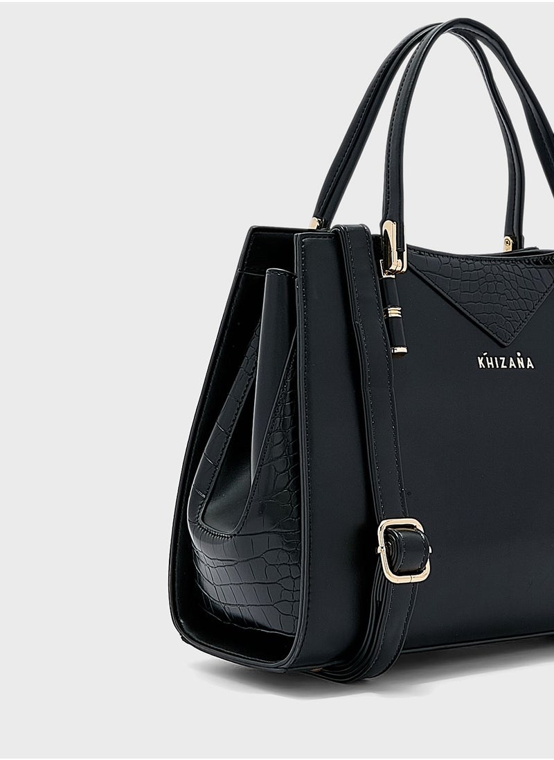 Khizana - Croc Effect Tonal Tote Bag - Image 1