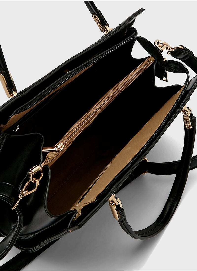 Khizana - Croc Effect Tonal Tote Bag - Image 1