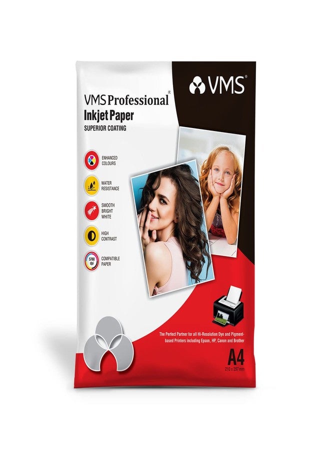 VMS Professional 220 GSM A4 Double Side Glossy Photo Paper – Waterproof, Pack of 20 sheets, Compatible with all Inkjet Printers - Image 1