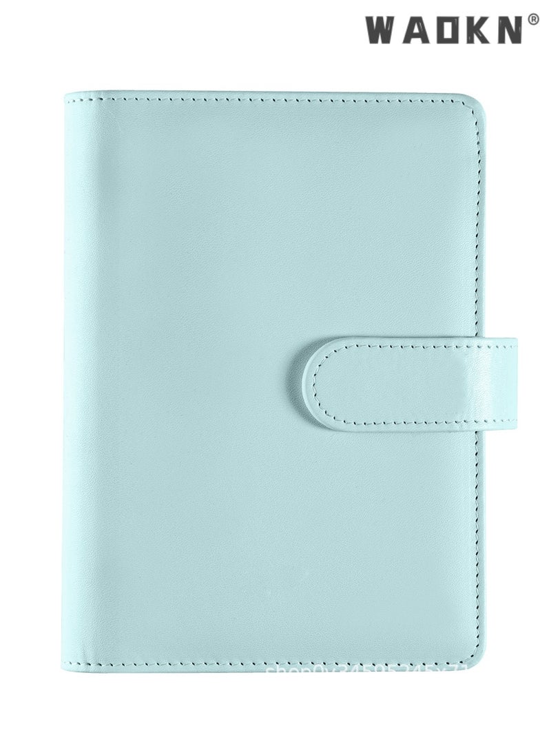 WAOKN - PU Leather Binder 6-Ring Notebook Binder Cover for A5 Filler Paper, Refillable A5 Loose Leaf Macaron Cash Budget Notebook Savings Account Notebook with Magnetic Buckle Closure,Blue - Image 1