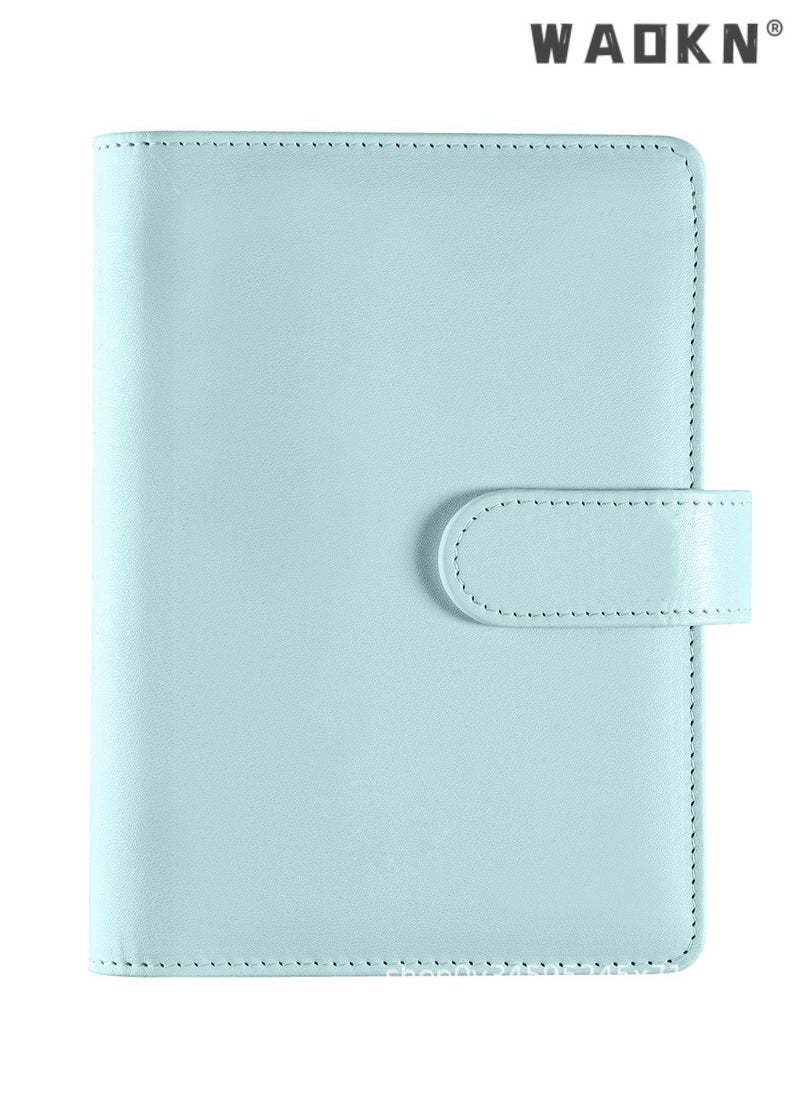 WAOKN - PU Leather Binder 6-Ring Notebook Binder Cover for A5 Filler Paper, Refillable A5 Loose Leaf Macaron Cash Budget Notebook Savings Account Notebook with Magnetic Buckle Closure,Blue - Image 1