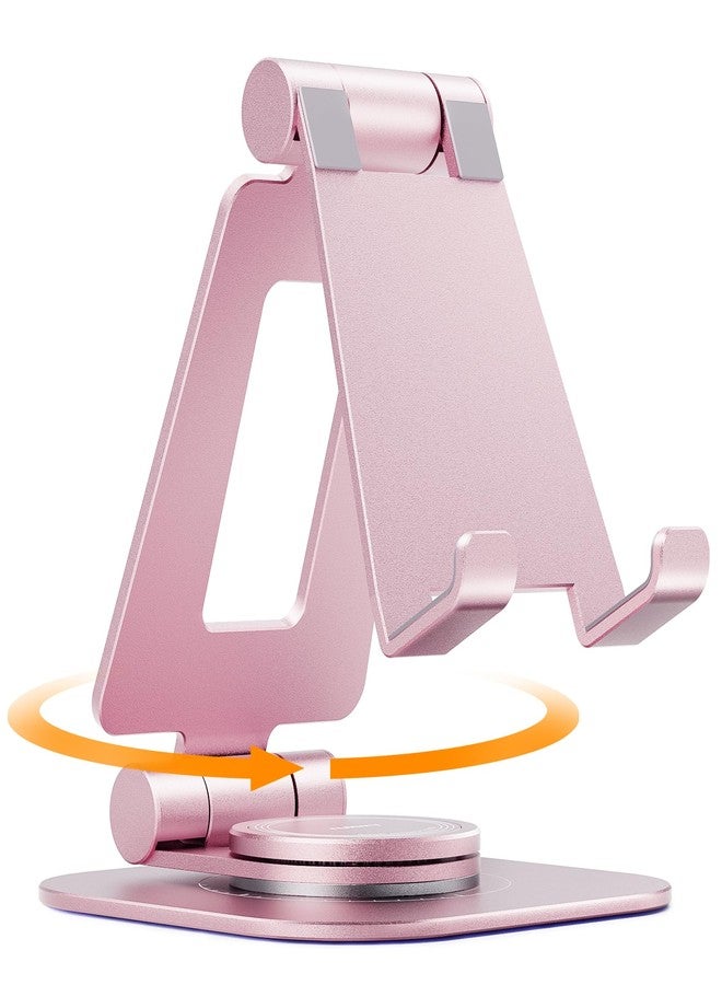 Nulaxy Rotatable Cell Phone Stand, Fully Adjustable Foldable Desktop Phone Holder Cradle Dock, Thick Case Friendly, Compatible with All Phones, Nintendo Switch, Rose Gold - Image 1
