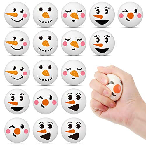 Cindeer Christmas Stress Balls Christmas Toys Snowmen Stress Ball Pu Squeeze Ball Stress Relief Gift Stocking Stuffers for Adult Kid Novelty PreKindergarten Toy for Party Ornament 3 Styles 24 Pcs - Image 1