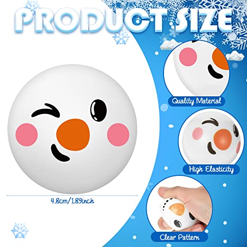 Cindeer Christmas Stress Balls Christmas Toys Snowmen Stress Ball Pu Squeeze Ball Stress Relief Gift Stocking Stuffers for Adult Kid Novelty PreKindergarten Toy for Party Ornament 3 Styles 24 Pcs - Image 5