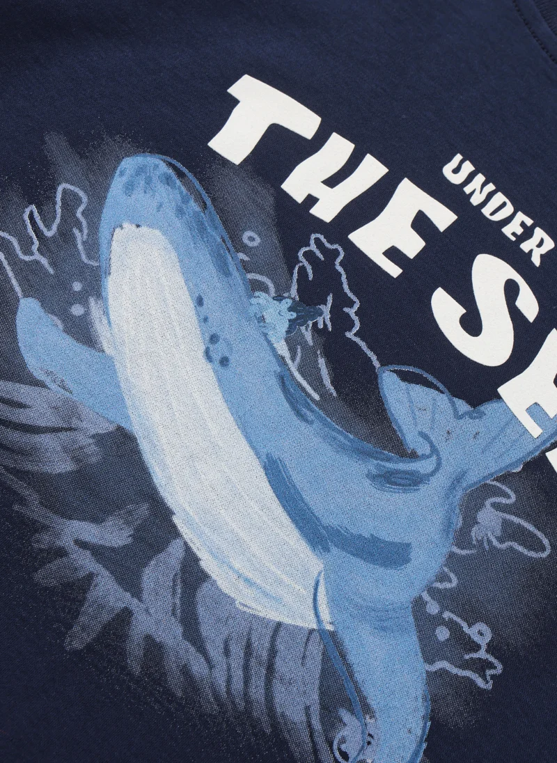 Balabala Navy Kids Boys Round v-neck short-sleeved T-shirt for Men | Best Price UAE