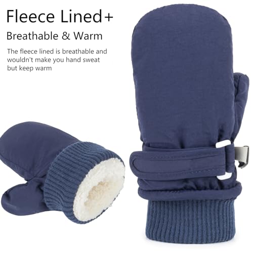 XuoAz Kids Waterproof Ski Snow Mittens - Winter Warm Fleece Gloves for Boys Girls Cold Weather (for 4-8 years) - Image 2