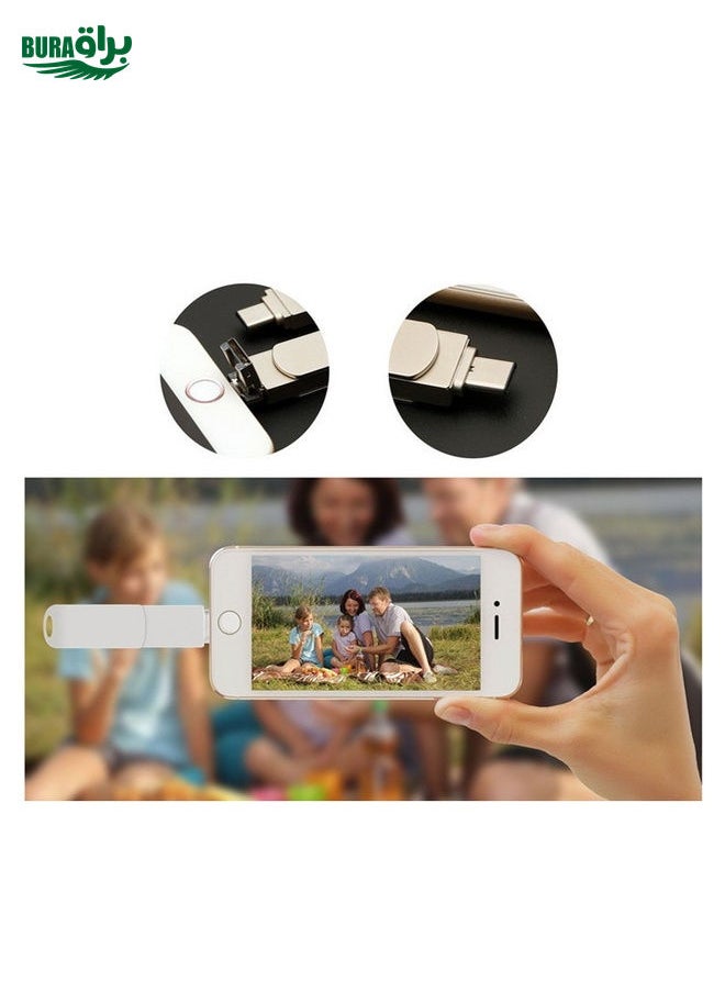BURAQ 128GB USB 3.0 + 8 Pin + USB-C / Type-C 3 in 1 Phone Computer Rotatable Metal U-Disk  - Image 5